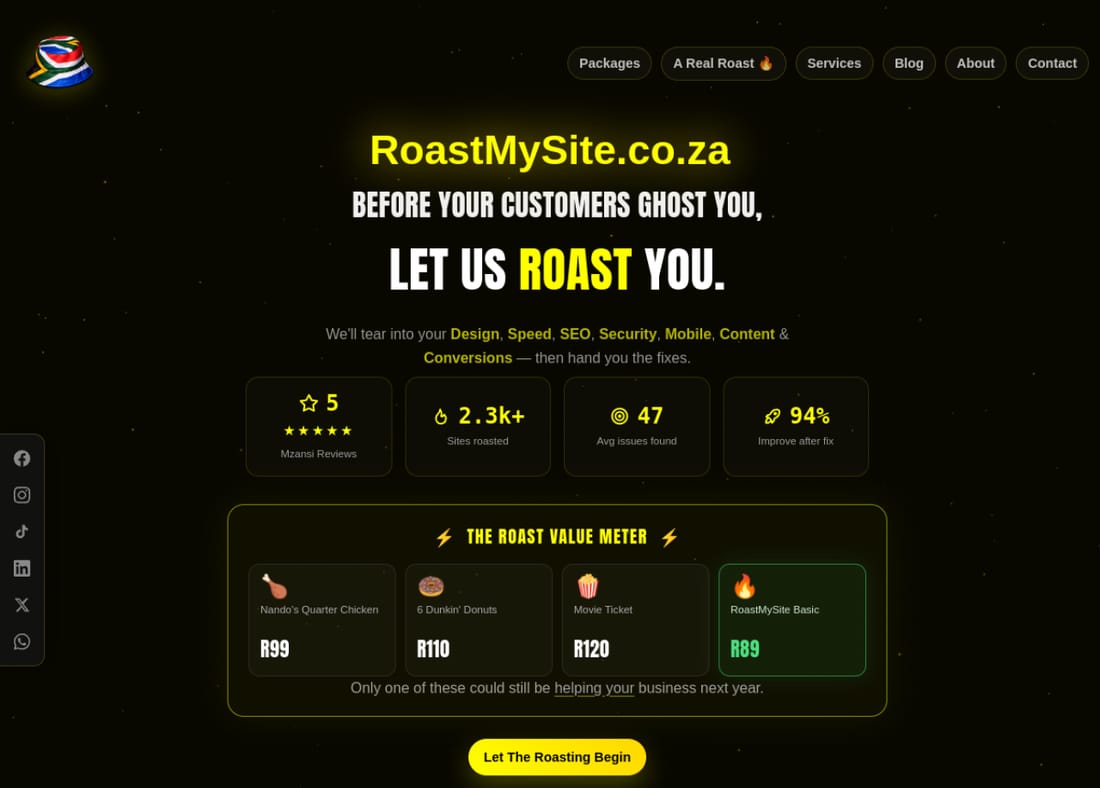 Roast My Site website