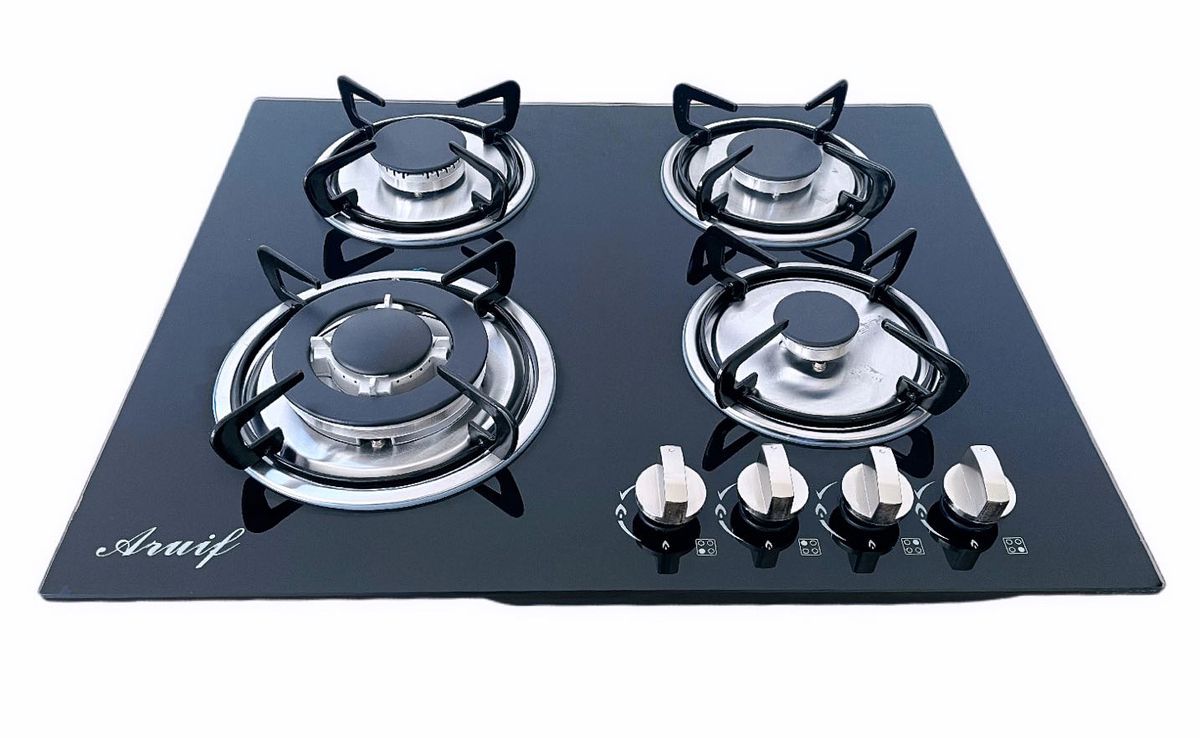 Aruif Built-In Tempered Glass Countertop 4 Burner Gas Hob